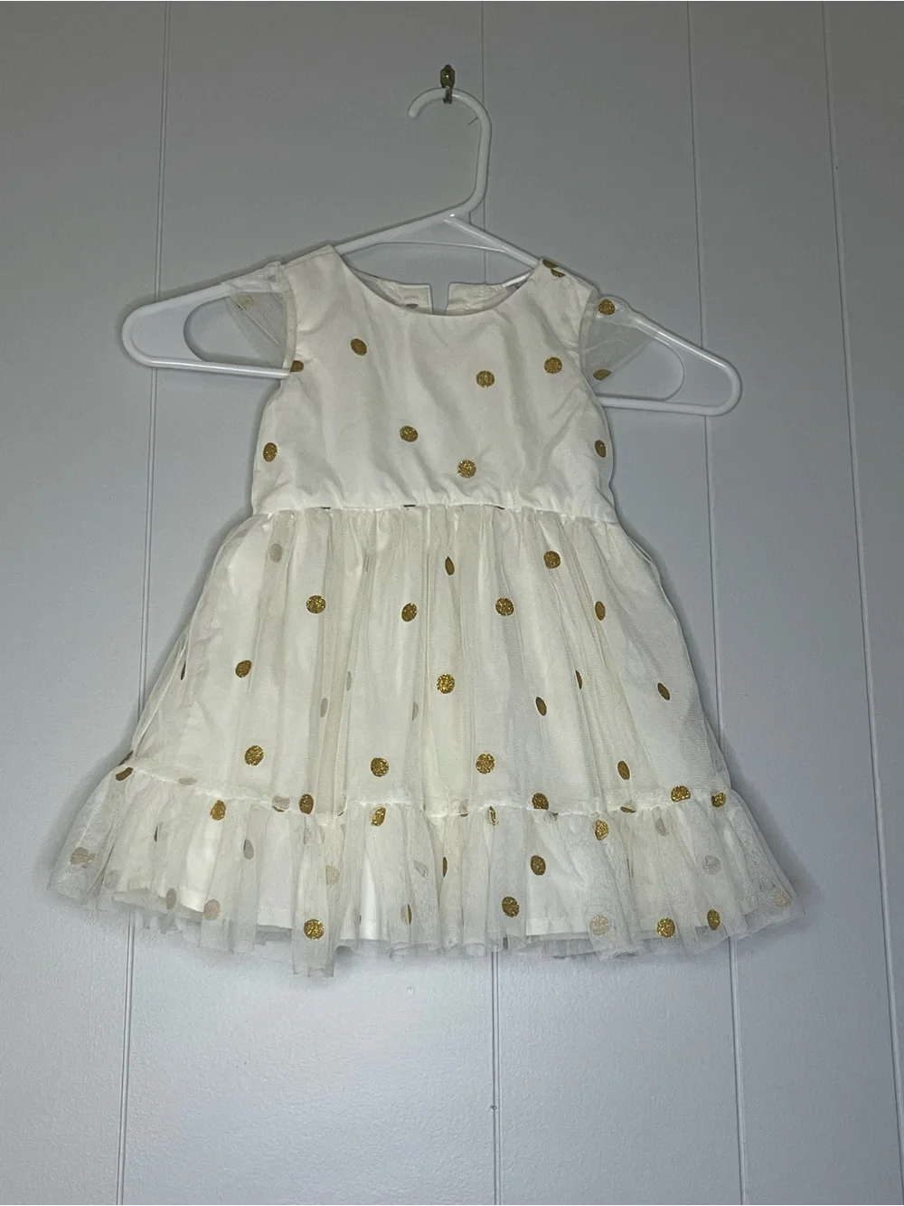 Carter's Cream Party Dress with Gold Glitter Dots 18 months
